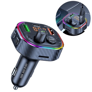 Bluetooth FM émetteur voiture MP3 lecteur bluetooth sept couleurs atmosphère respiration lampe QC3.0 quick charge version PD